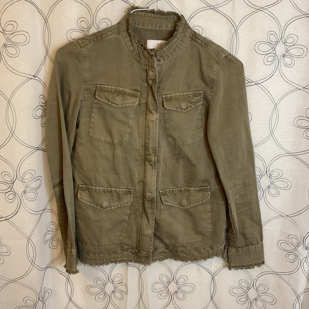 Loft Petites Jacket Womens‎ Cargo Utility Jacket Long Sleeve Green Size XXSP